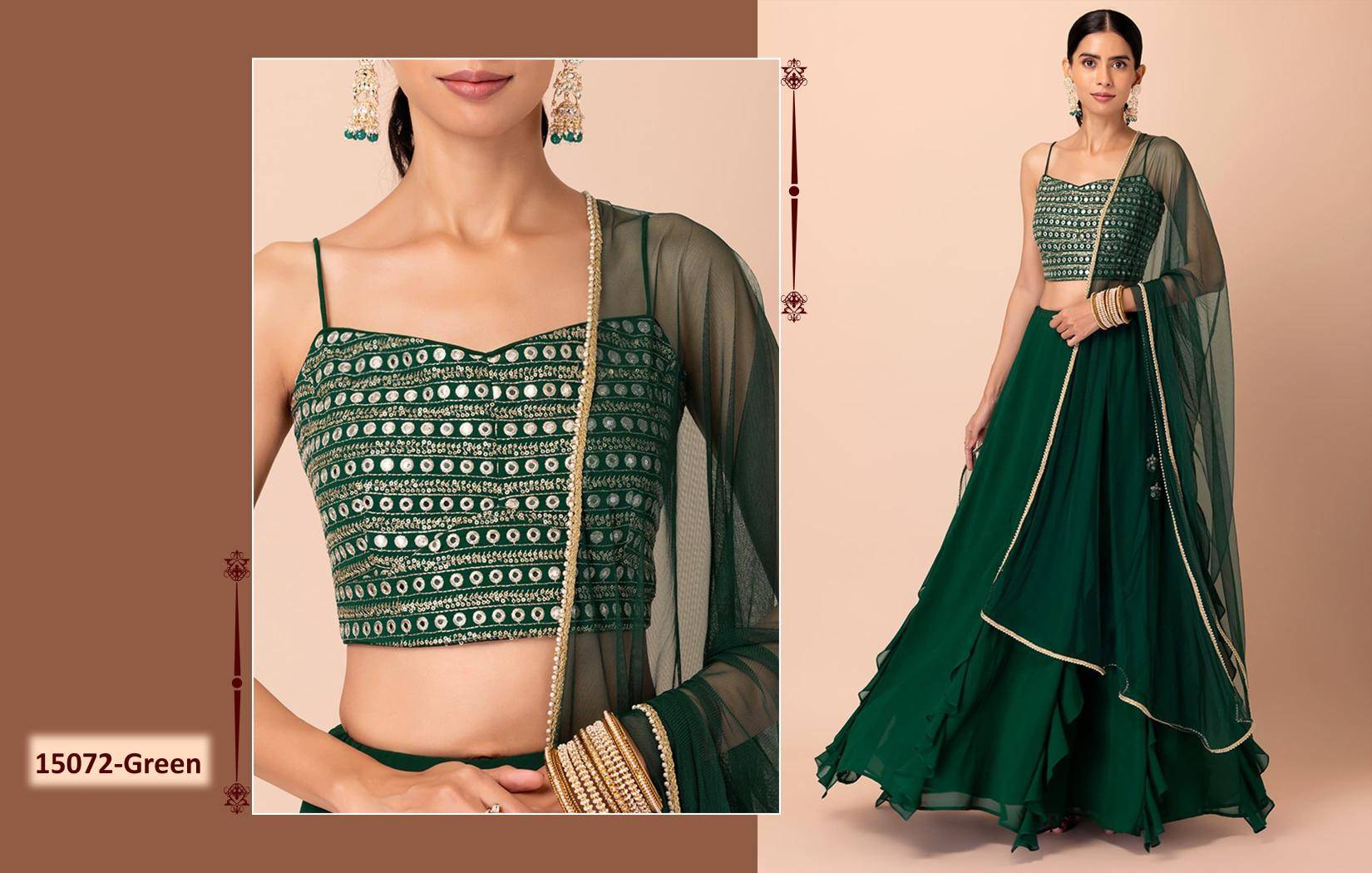 Zeel Clothing vol 26 georgette Green Lehenga choli manufacturers in Kolkata